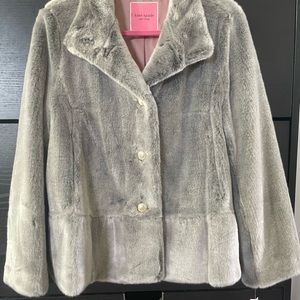 Kate Spade Gray Faux Fur Jacket B1